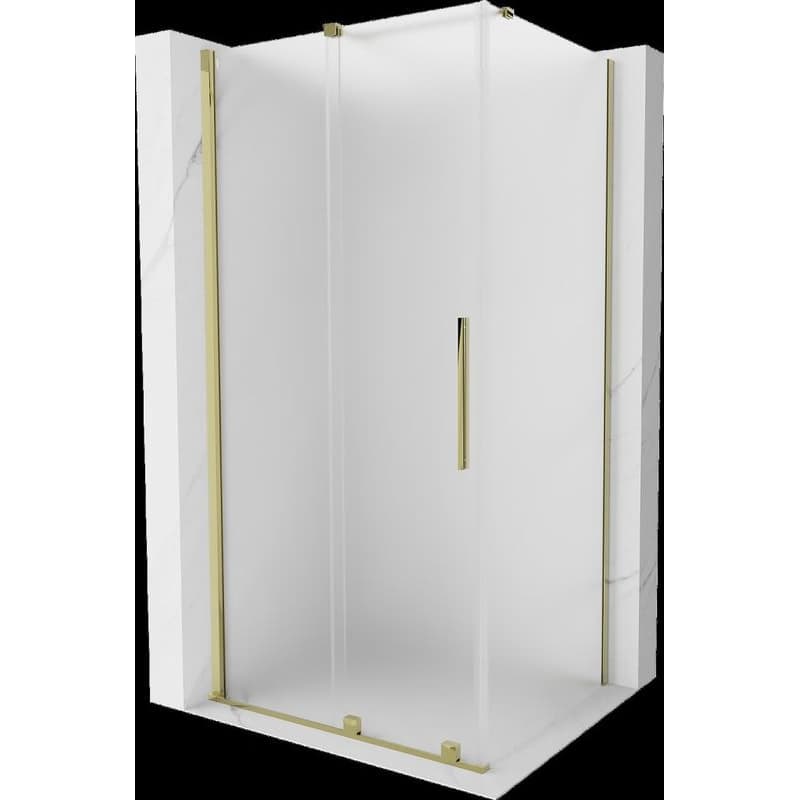 MEXEN/S - Velár sprchovací kút, posuvné dvere 100 x 80, dekor, zlato 871-100-080-31-50