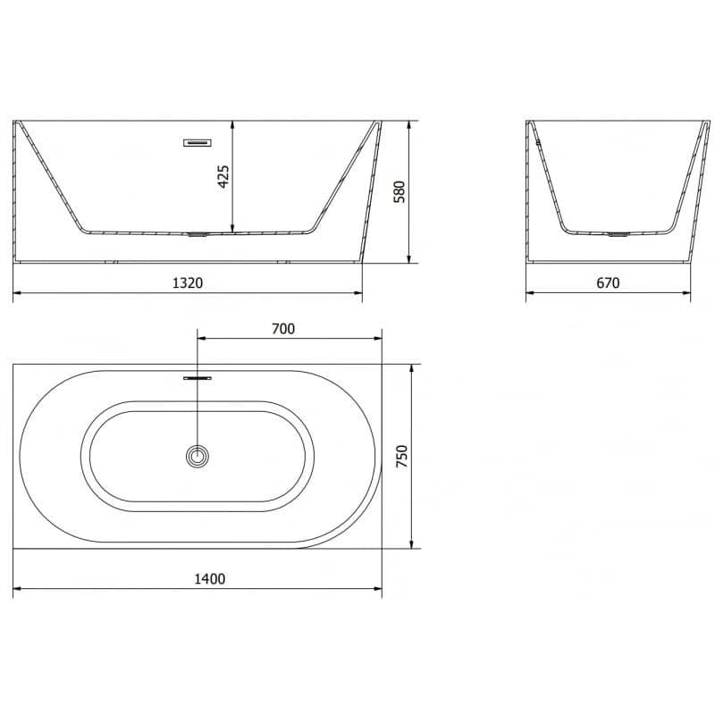 Mexen Mia 140 x 75 cm 52691407500L-60 3