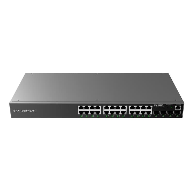 Grandstream GWN7803P L2+ Managed Network PoE Switch 24x 1Gb RJ45, 4x SFP, DHCP, QoS, VLAN 2
