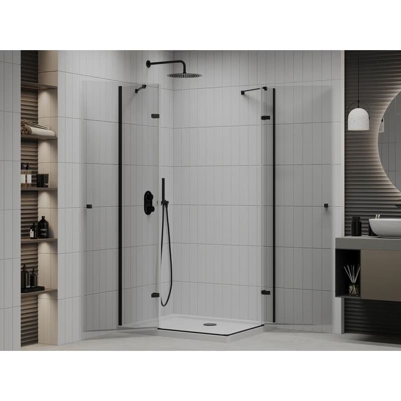 MEXEN/S - Roma Duo sprchovací kút 80x70, transparent, čierna + vanička so sifónom 854-080-070-70-02-4010B 3