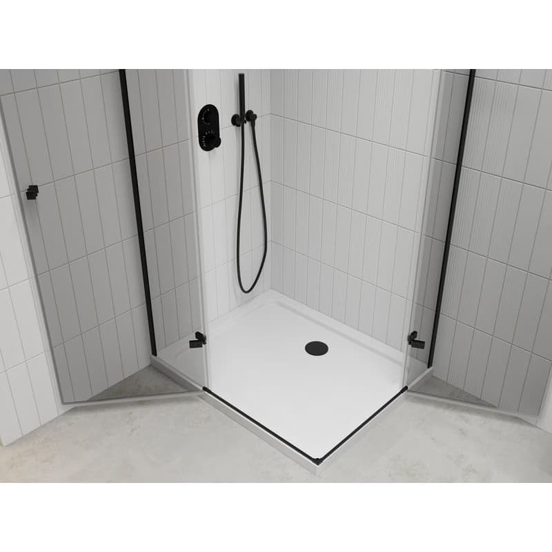 MEXEN/S - Roma Duo sprchovací kút 80x70, transparent, čierna + vanička so sifónom 854-080-070-70-02-4010B 5