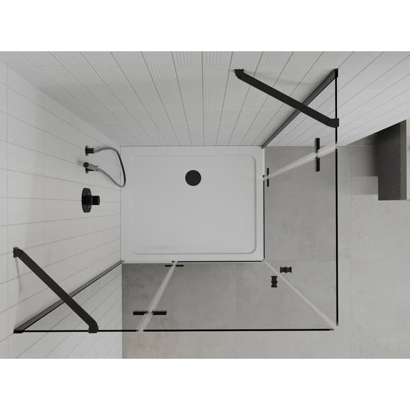 MEXEN/S - Roma Duo sprchovací kút 80x70, transparent, čierna + vanička so sifónom 854-080-070-70-02-4010B 6