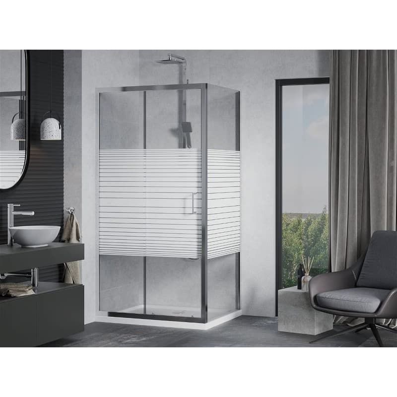 MEXEN/S - Apia Sprchovací kút 120x100, transparent/dekor, chróm + vanička so sifónom 840-120-100-01-20-4010 2