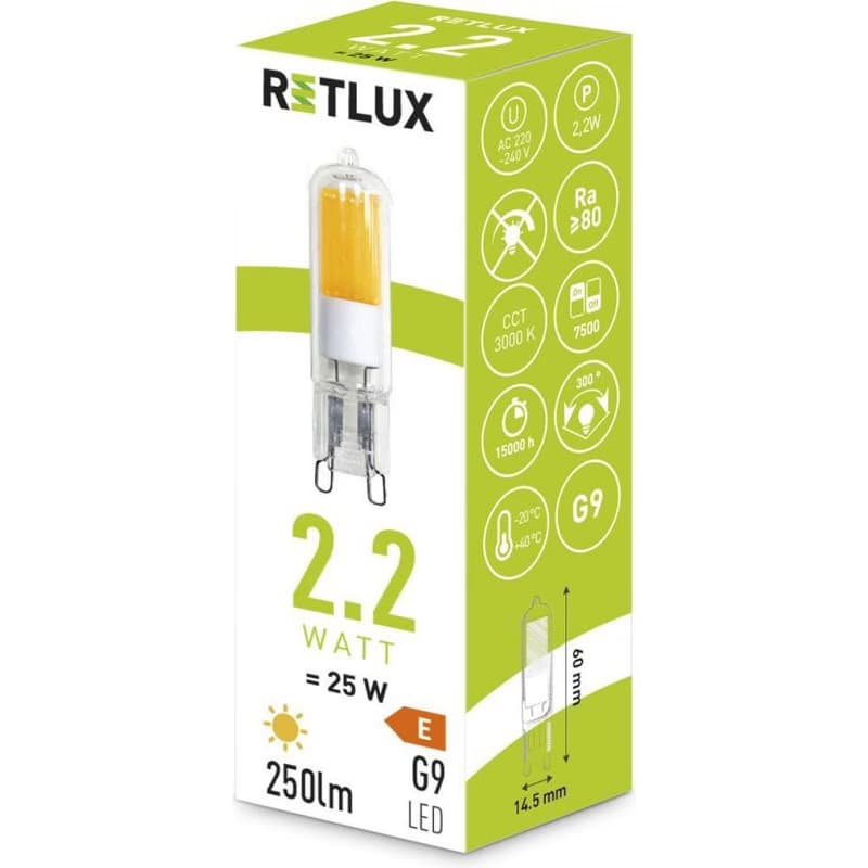 RLL 455 G9 COB 2,2 W LED WW RETLUX 3