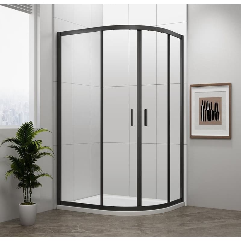 POLYSAN - EASY BLACK štvrťkruhová sprchová zástena 1000x800, L/R, číre sklo EL2915B