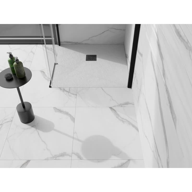 MEXEN/S - Stone+ štvorcová sprchová vanička 90 x 90, biela, mriežka čierna 44109090-B 3