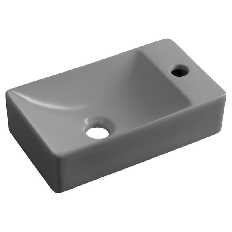 SAPHO - MARGITHA keramické umývadlo 38x22cm, otvor pro batériu vpravo, šedá MGT3822GR