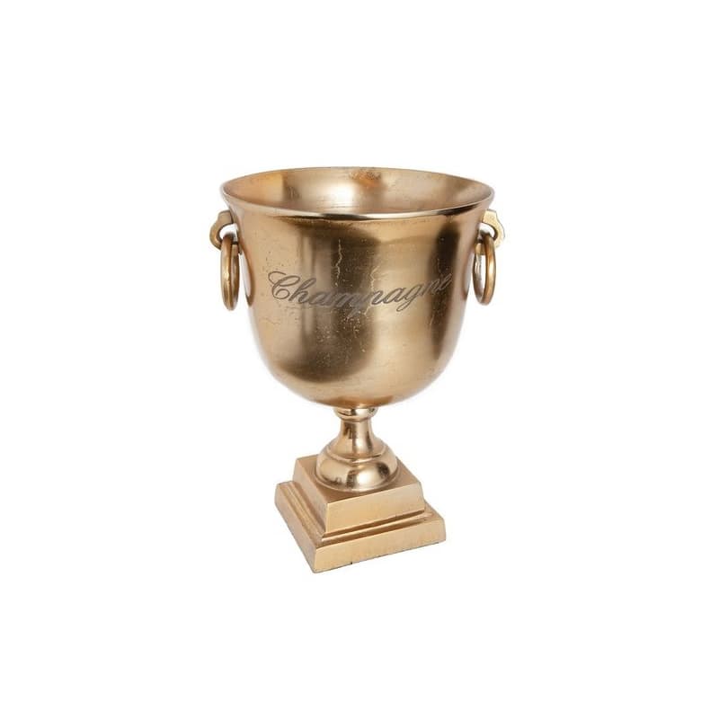 Estila Glamour zlatá nádoba Champagne Royal na šampanské s úchytkami a štvorcovou podstavou so zdobením 40 cm