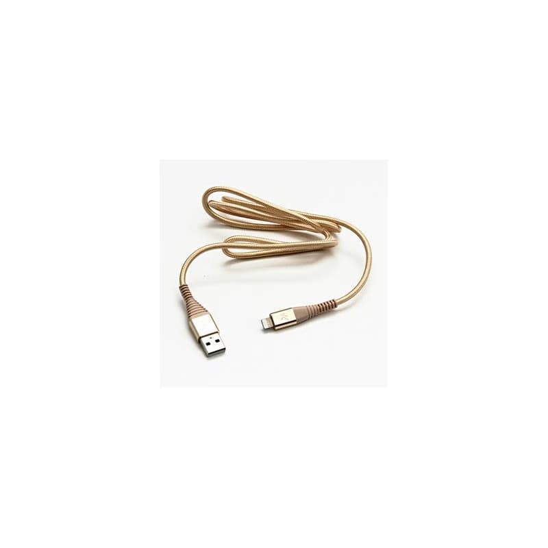 Logo USB kábel (2.0), USB A samec - Apple Lightning samec, 2m, MFi certifikácia, 5V/2,4A, zlatý, box, nylonové opletenie, hliníkový 2