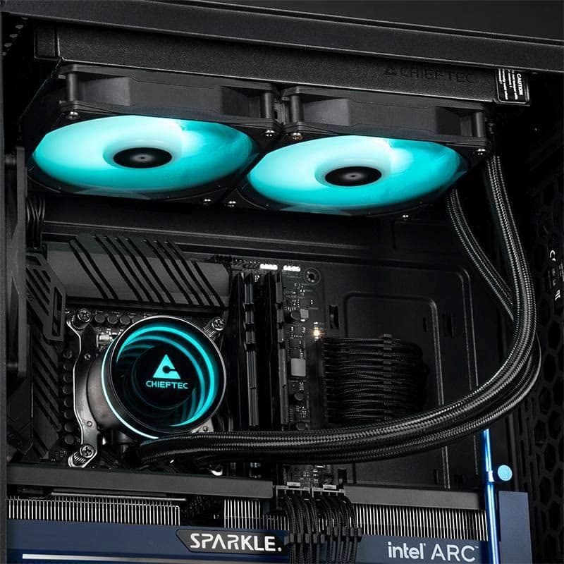 CHIEFTEC vodné chladenie CPU Iceberg 240, 2x120mm ARGB, ARGB vodný blok, LGA1851, AM5, čierna 2