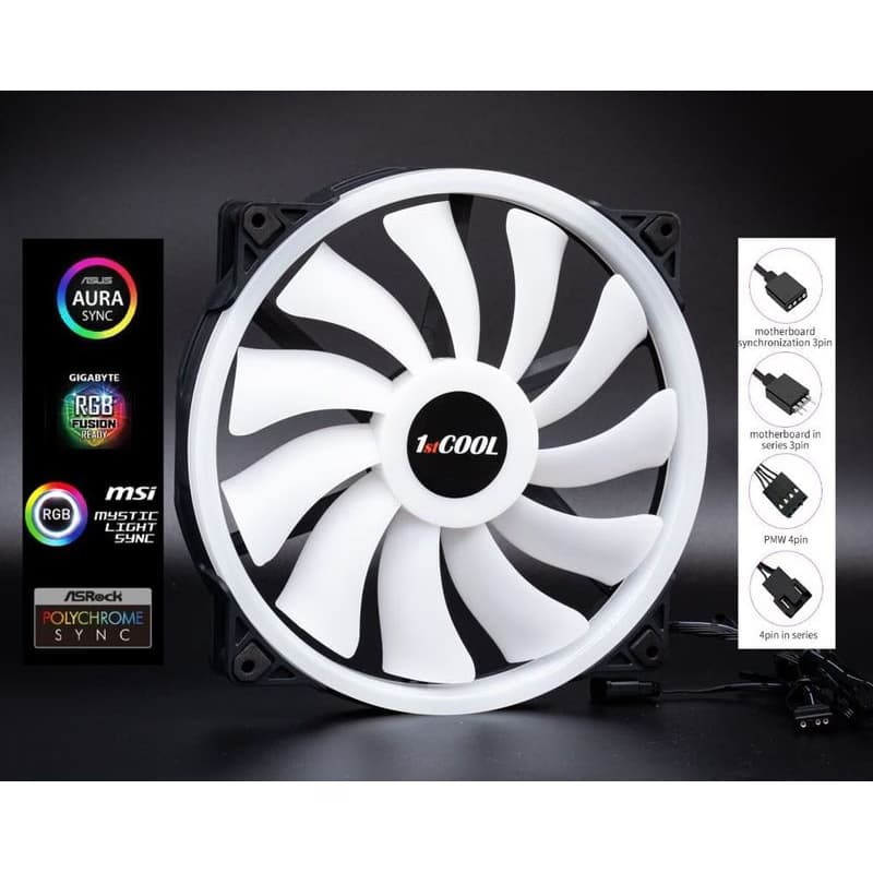 1stCOOL Ventilátor AURA EVO, 200mm, ARGB 2