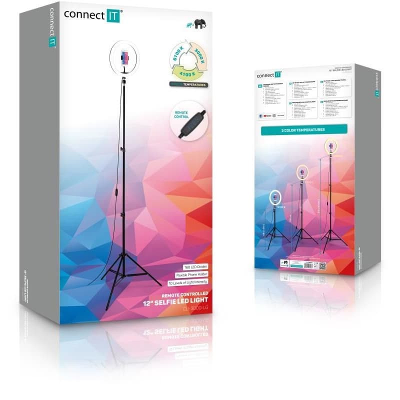CONNECT IT Selfie12Ring kruhové 12" LED svetlo + statív 2, 1 m 5