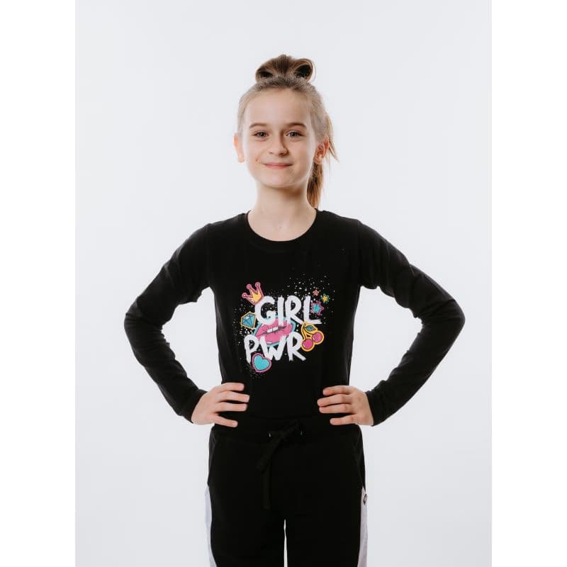 Dievčenské tričko s dlhým rukávom AUTHORITY KIDS T-POWER black 2