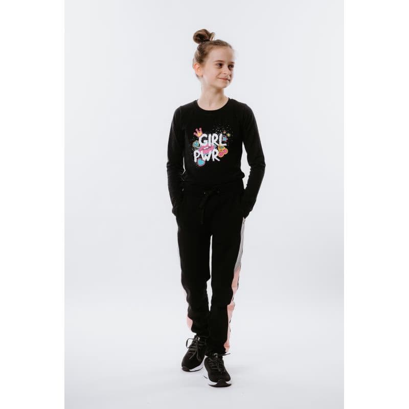 Dievčenské tričko s dlhým rukávom AUTHORITY KIDS T-POWER black 6