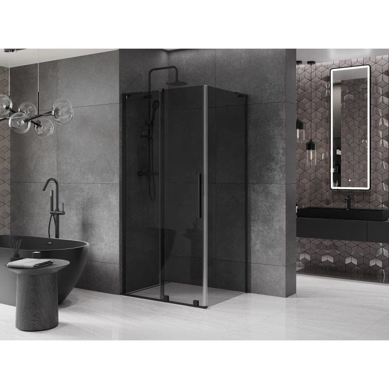 MEXEN/S - Velar L sprchovací kút, posuvné dvere 90 x 85, grafit, čierna 871-090-085-43-70 2