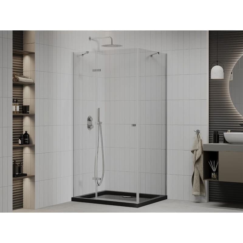 MEXEN/S - Roma sprchovací kút 100x90, transparent, chróm + čierna vanička so sifónom 854-100-090-01-00-4070 2