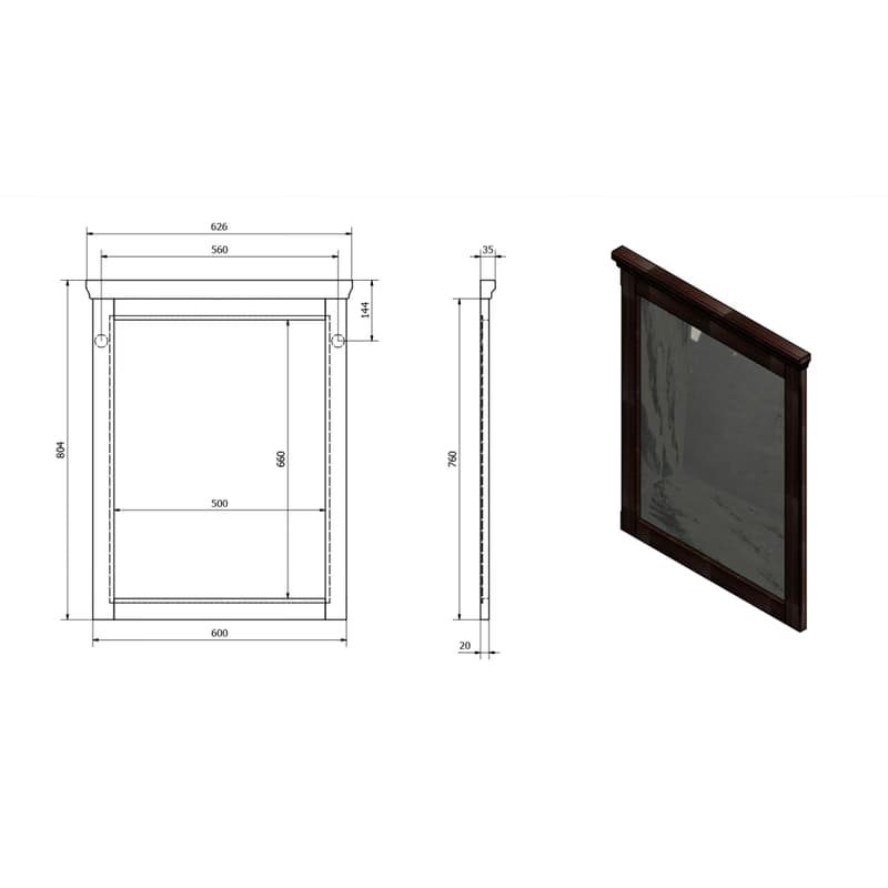 SAPHO - CROSS zrkadlo v drevenom ráme 60x80cm, buk CR311 2