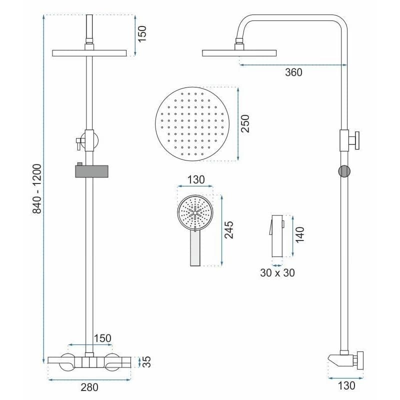 REA REA - Sprchový set s termostatom Savio Black REA-P8410 2