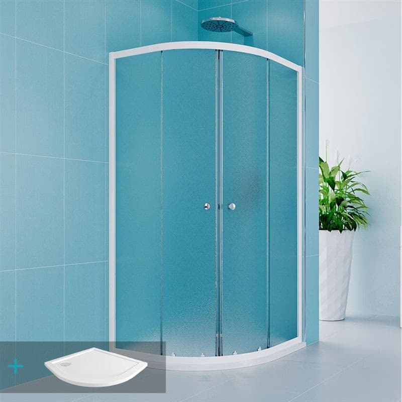 MEREO Mereo Sprchový set z Kory Lite, štvrťkruh, 90 cm, biely ALU, sklo Grape a nízké SMC vaničky CK35121ZN 6