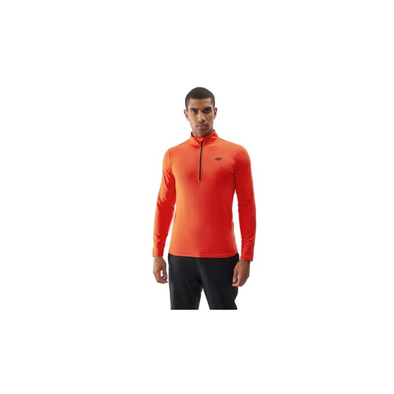 Pánska zateplená lyžiarska mikina s 1 2 zipsom 4F BRUSHED UNDERWEAR-AW23UBRUM035-62S-RED