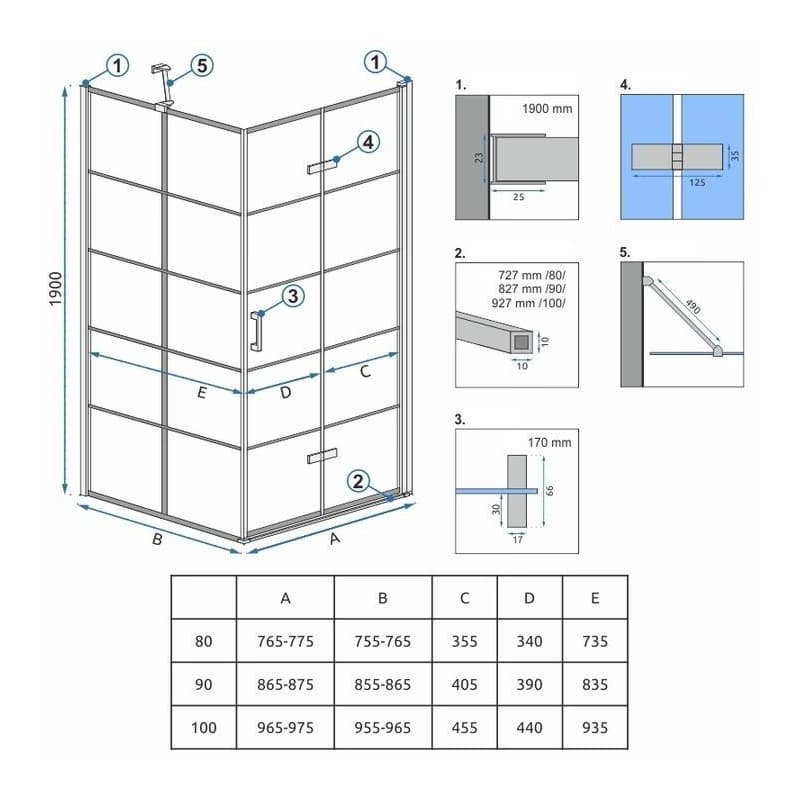 REA/S - Sprchovací kút MOLIER 80x90 KPL-K0537 4