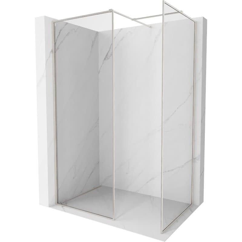 MEXEN/S - Kyoto-F Sprchová zástena WALK-IN s rámom 135 x 120, transparent 8 mm, nikel kartáčovaný 800-135-202-04-97-120