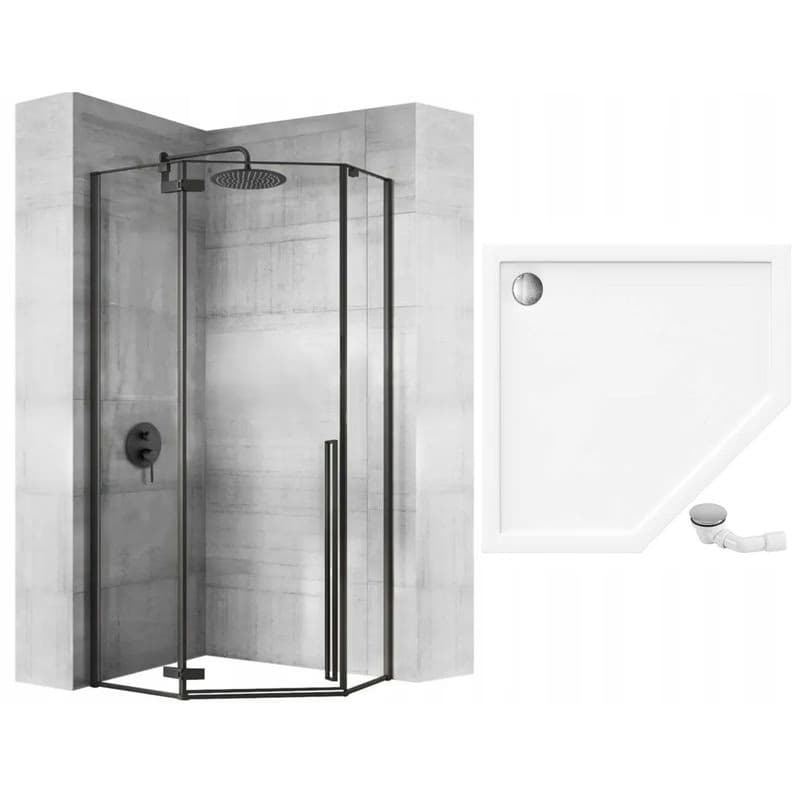 REA/S - Sprchovací kút DIAMOND 90x90 - matná čierna + sprchova vanička Diamond, biela KPL-05622 4