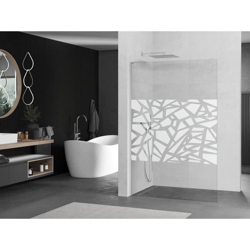 MEXEN/S - Kioto L Sprchová zástena WALK-IN 70 x 200, biely vzor, chróm 800-070-103-01-85 2
