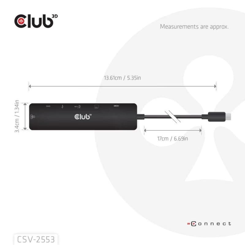 Club3D Dokovacia stanica USB-C 7v1, 1xHDMI, 1xUSB-C PD, 2xUSB, 1xRJ45, microSD/SD, čierna 2