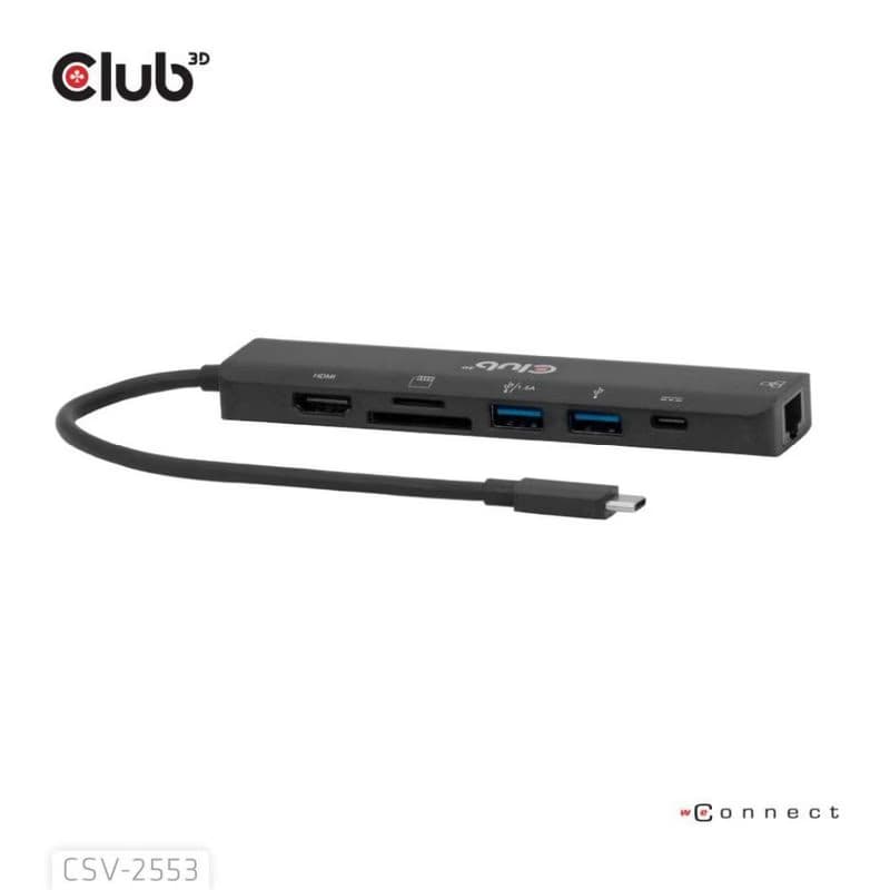 Club3D Dokovacia stanica USB-C 7v1, 1xHDMI, 1xUSB-C PD, 2xUSB, 1xRJ45, microSD/SD, čierna 4