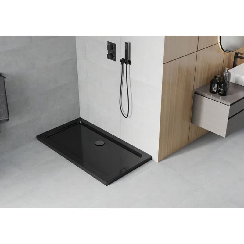 MEXEN/S - Flat sprchová vanička obdĺžniková slim 120 x 70, čierna + čierny sifón 40707012B 2