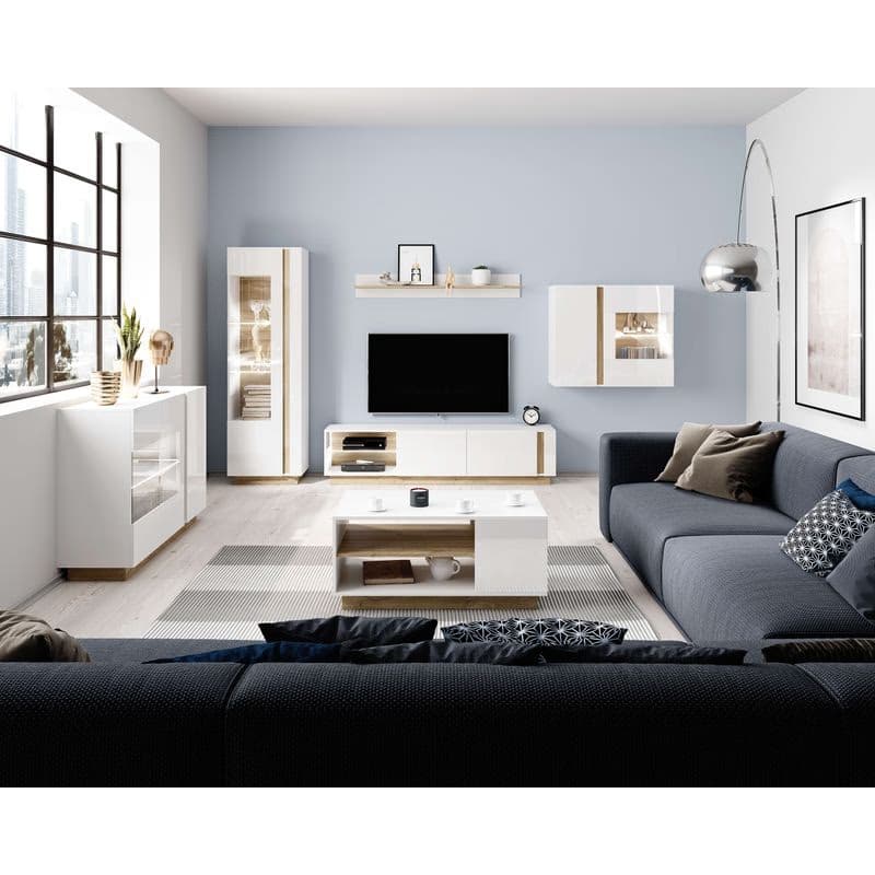 ArtLas TV stolík ARTENS 187 s LED | dub grandson/biely lesk 2