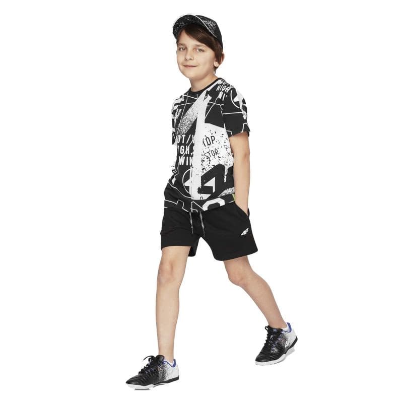 Chlapčenské teplákové kraťasy 4F JUNIOR BOYS-pants-HJL21-JSKMD001A-20S-Black 2