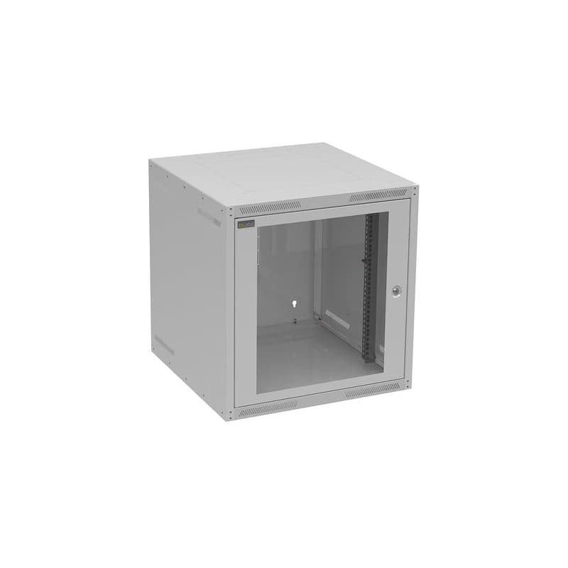 Nástenná rozvodná skriňa GrandN 12U 600 mm, sklenené dvierka, RAL 7035, GrandN-12U-66-11-G
