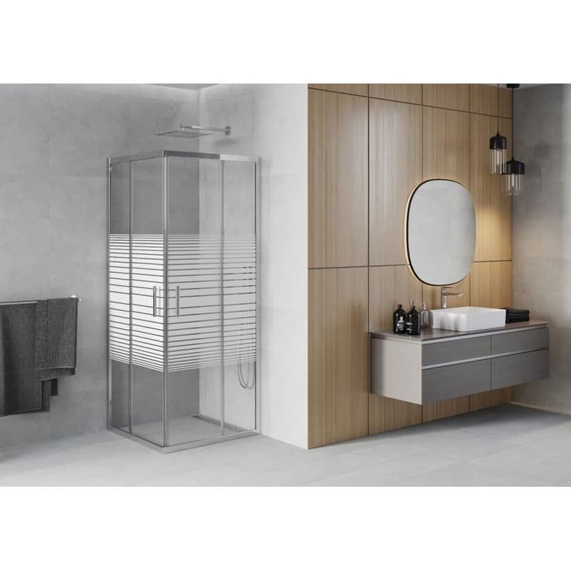 MEXEN - Rio sprchovací kút štvorec 70x70 cm prúžky, chróm 860-070-070-01-20 2