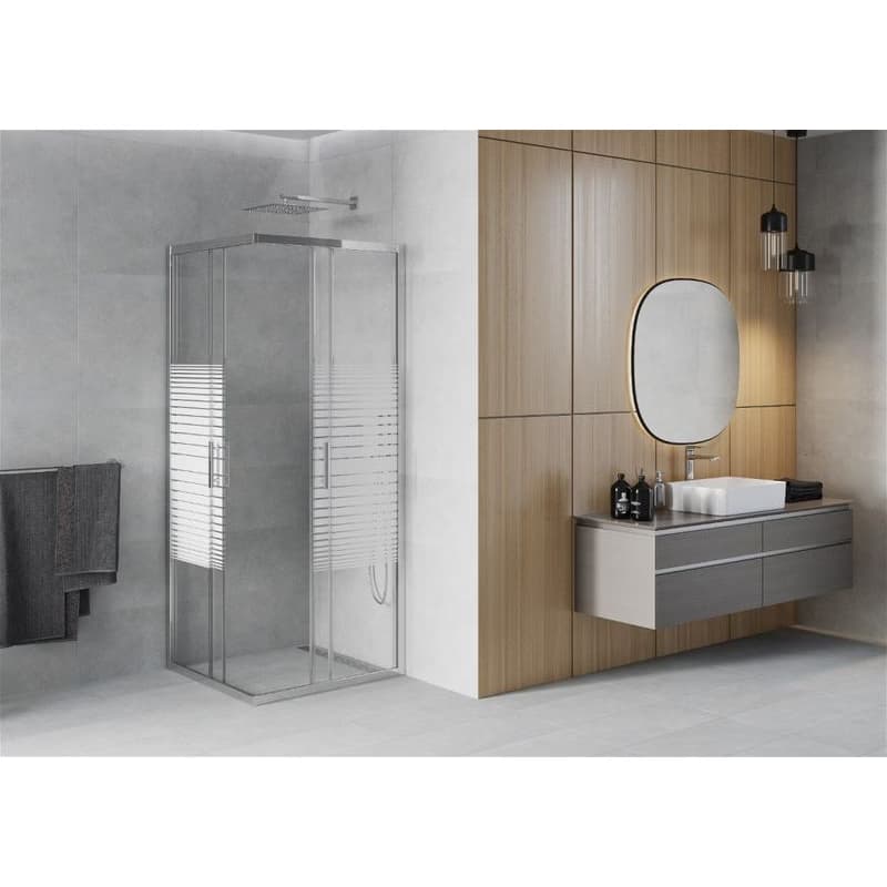 MEXEN - Rio sprchovací kút štvorec 70x70 cm prúžky, chróm 860-070-070-01-20 3