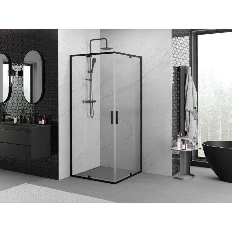 MEXEN/S - Exo štvorcový krídlový sprchovací kút 100 x 100, transparent, čierna 8110-100-100-70-00 2