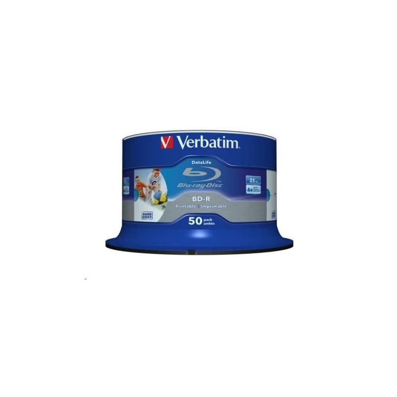 VERBATIM BD-R SL Datalife HTL (50-pack) Blue-Ray/Spindle/6x/25GB Wide Printable 2