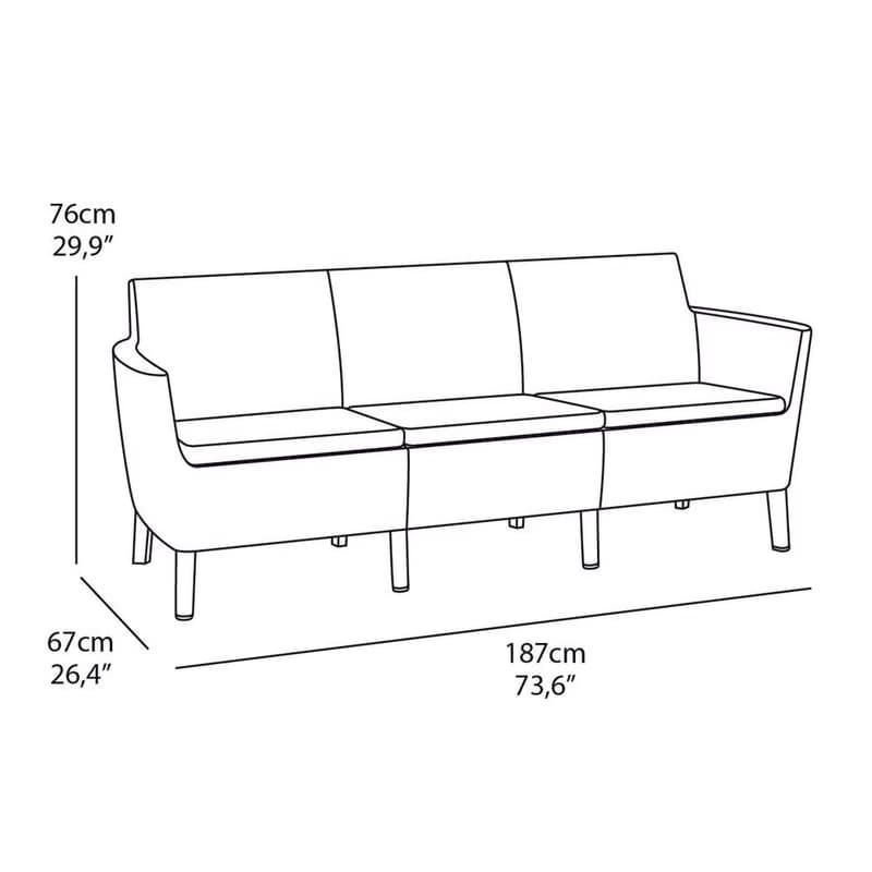 KETER Pohovka SALOMON 3 seater sofa | cappuccino 3