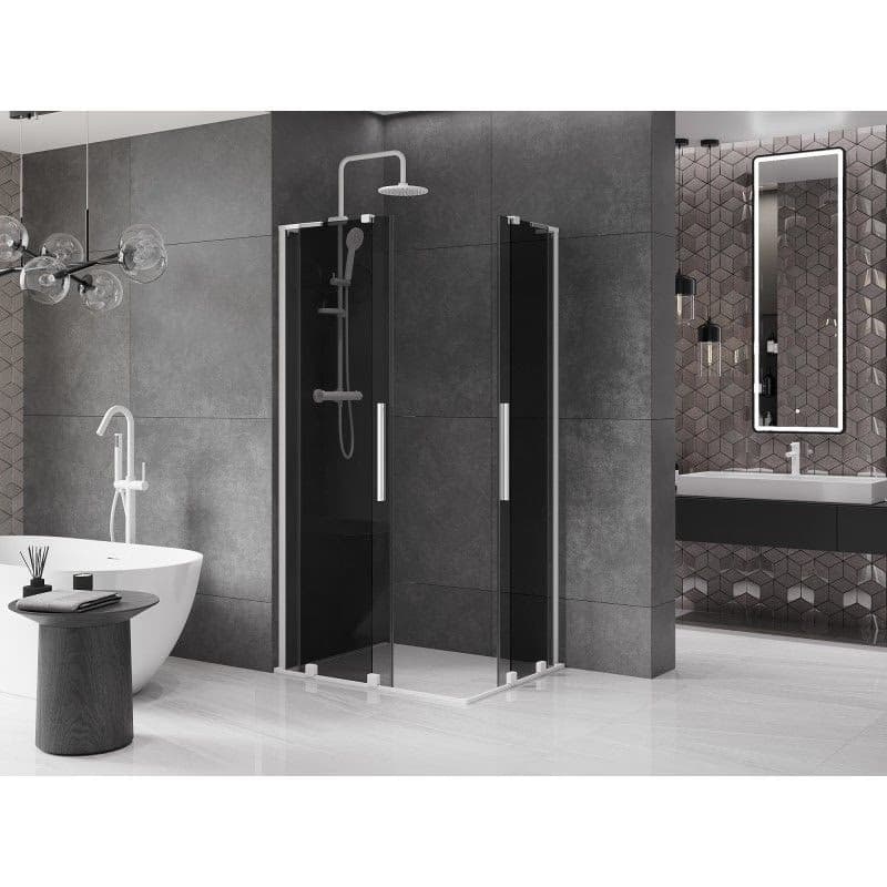 MEXEN/S - Velar L Duo sprchovací kút, posuvné dvere 90 x 80, grafit, biela 871-090-080-02-43-20 3