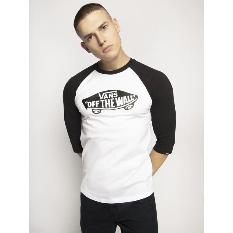 Pánske tričko s krátkym rukávom VANS STYLE 76 RAGLAN-WHITE-BLACK 2