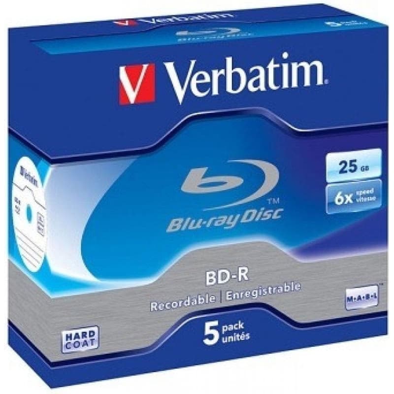 VERBATIM BD-R SL(5-pack) Blue-Ray/Jewel/6x/25GB 5