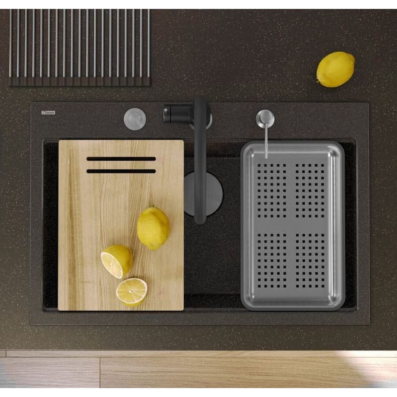 Quadron Quadron - Granitový drez MARC 110 WORKSTATION Black Metallic Oceľ HQM7650U8_BS 3