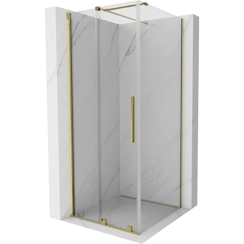 MEXEN/S - Velár sprchovací kút 90 x 90, transparent, zlatá 871-090-090-01-50