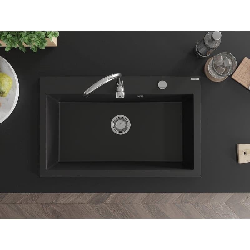 MEXEN MEXEN - Elix granitový drez 1-miska 800 x 500 mm, čierna, sifón chróm 6527801005-77 3