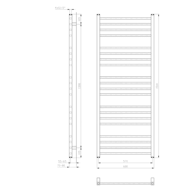 SAPHO - METRO vykurovacie teleso 600x1510 biela IR420T 2