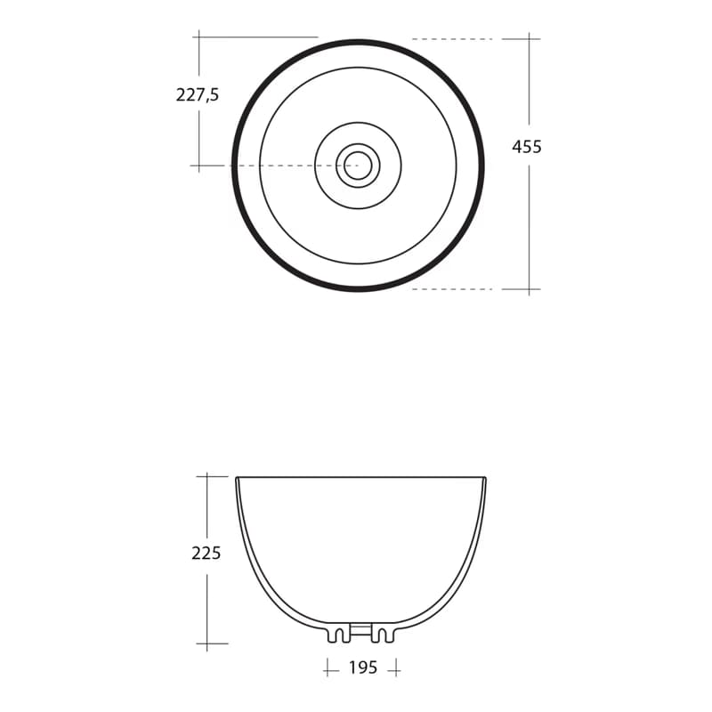 SAPHO - DOME keramické umývadlo na dosku vysoké, Ø 45,5cm, biela WH030 2