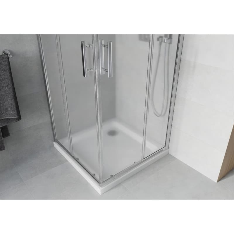 MEXEN/S - Rio Sprchovací kút štvorcový 80x80, szron, chróm + vanička so sifónom 860-080-080-01-30-4010 4