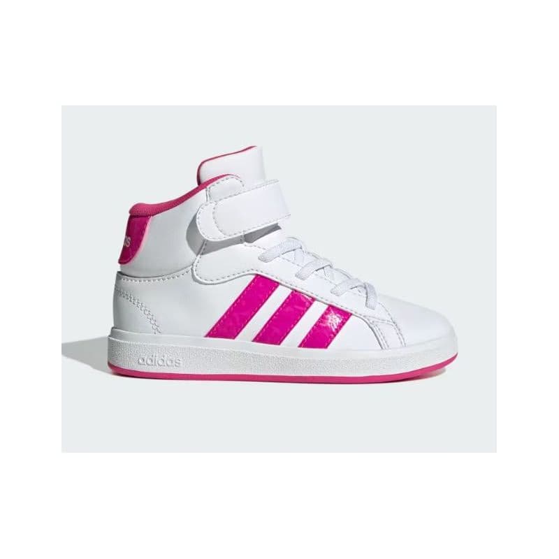 Dievčenská rekreačná obuv ADIDAS Grand Court Mid K cloud white shock pink grey two 2