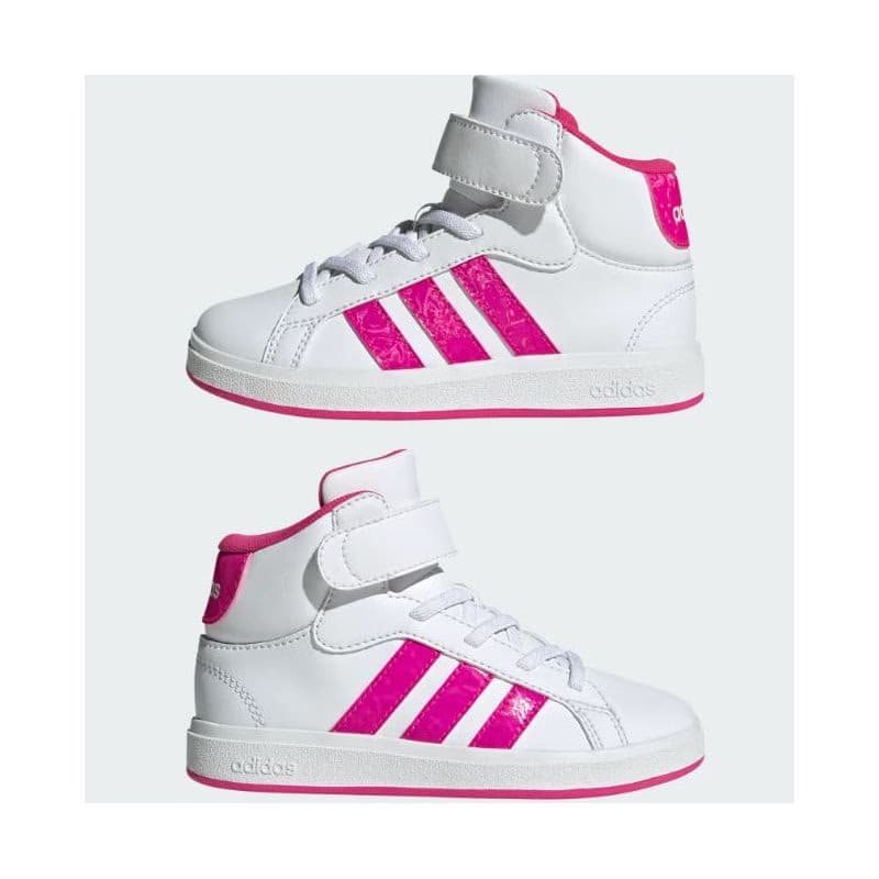 Dievčenská rekreačná obuv ADIDAS Grand Court Mid K cloud white shock pink grey two 5